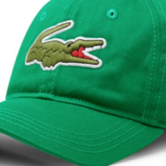 Lacoste Contrast Strap & Oversized Crocodile Cotton Cap Hat $60 Green LDM - Picture 5 of 7